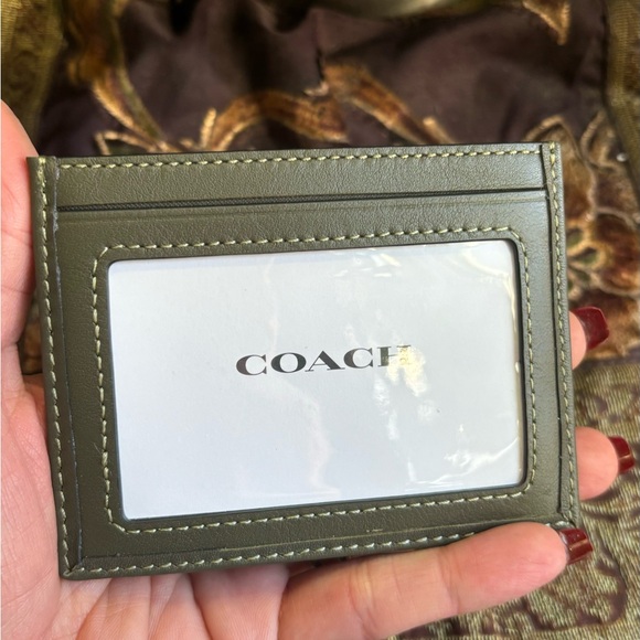 Authentic COACH Leather/Signature canvas UNISEX card case/ID - Picture 2 of 6